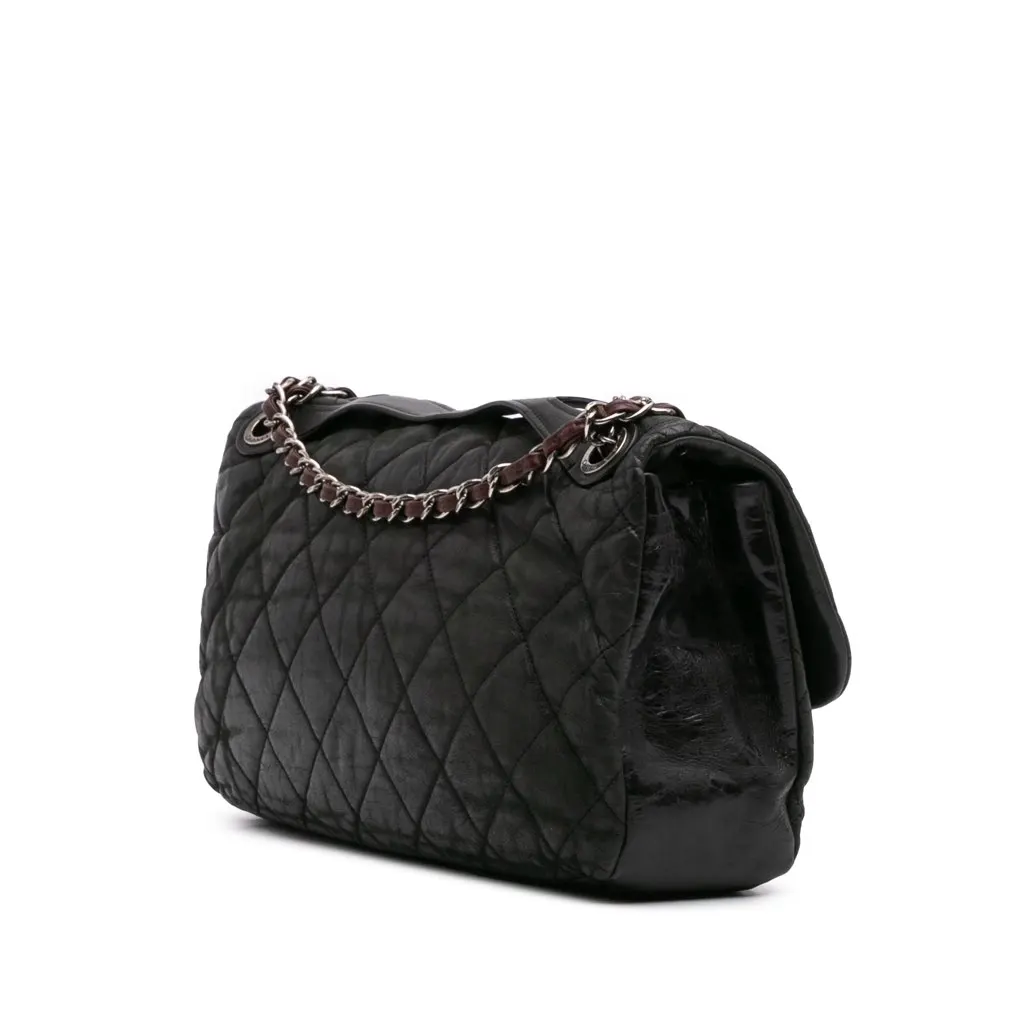 Chanel Jumbo Iridescent Calfskin In The Mix Flap Black Leather Good - Back View