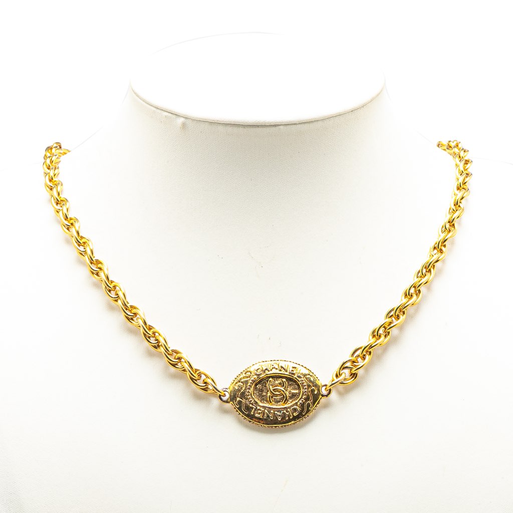 Chanel Gold Plated CC Medallion Necklace - 3