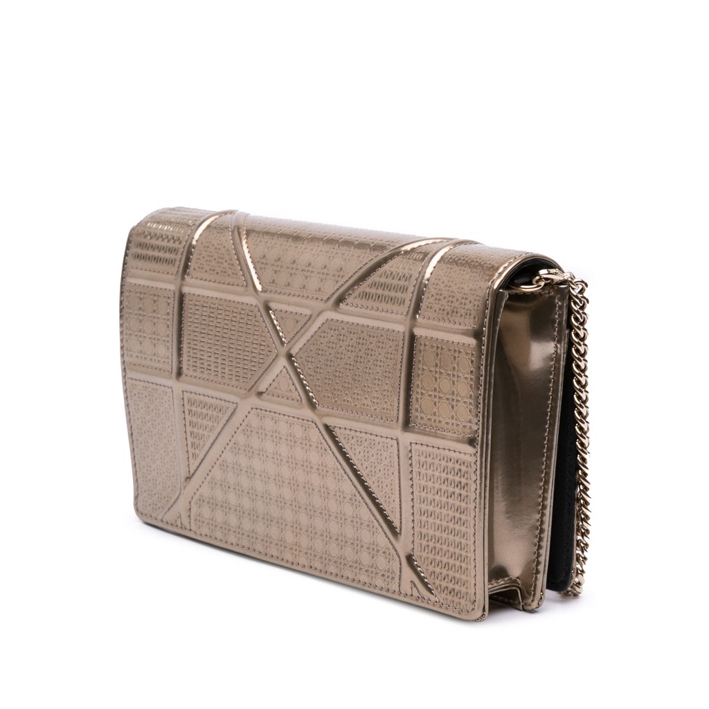 Dior Metallic Patent Microcannage Diorama Wallet on Chain - 2