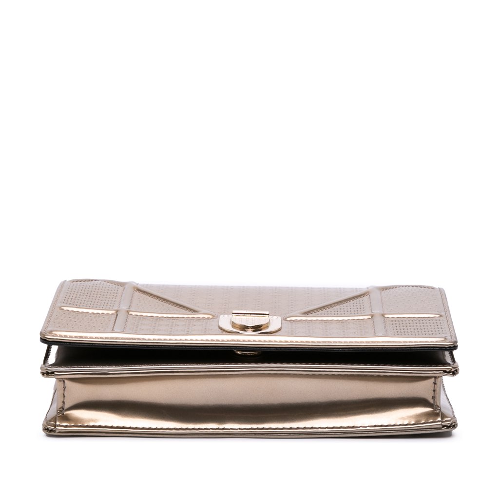 Dior Metallic Patent Microcannage Diorama Wallet on Chain - 3