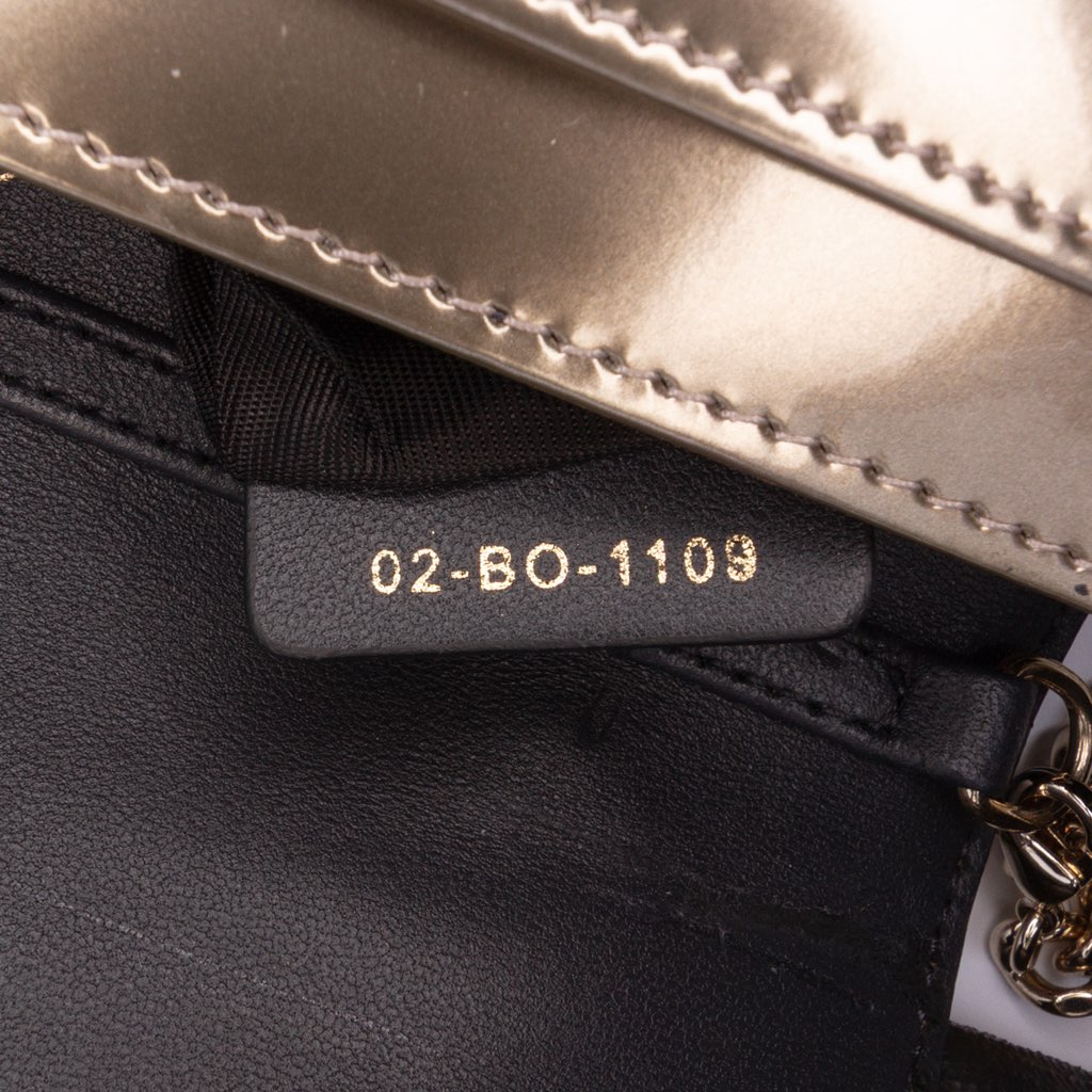 Dior Metallic Patent Microcannage Diorama Wallet on Chain - 5