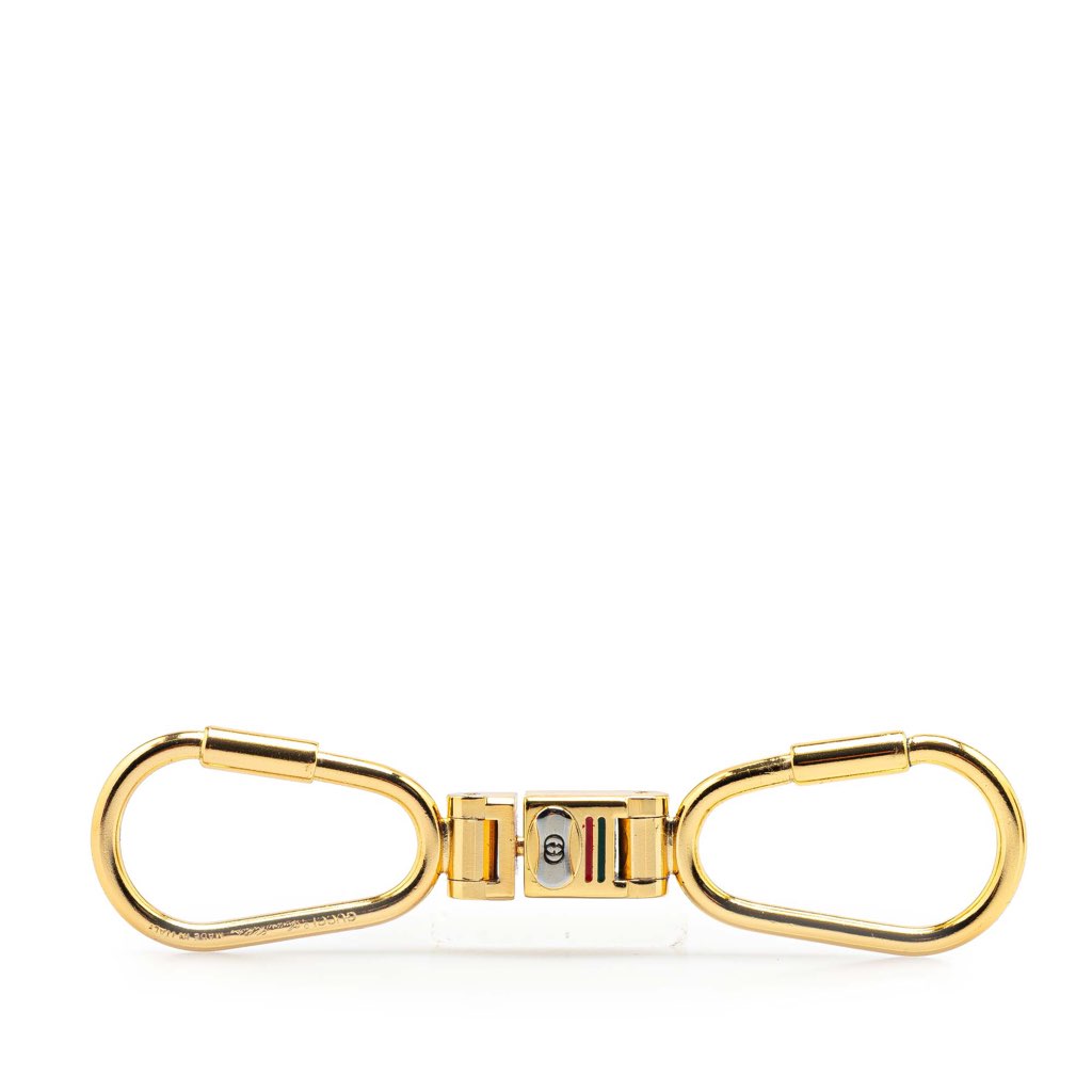 Gucci Gold Plated Interlocking G Web Key Chain