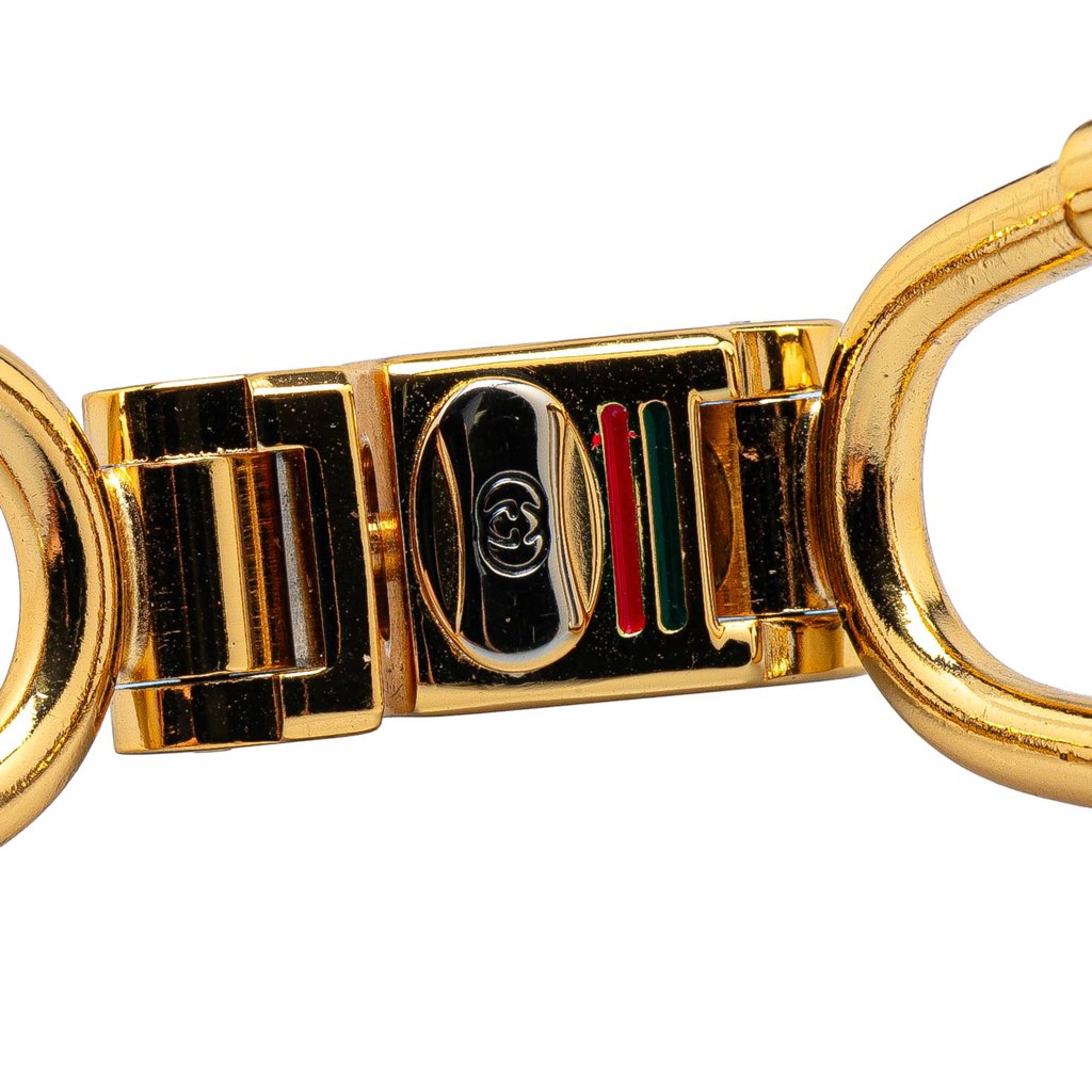 Gucci Gold Plated Interlocking G Web Key Chain - Image 6