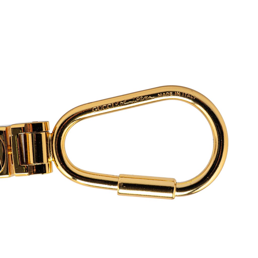 Gucci Gold Plated Interlocking G Web Key Chain - 4