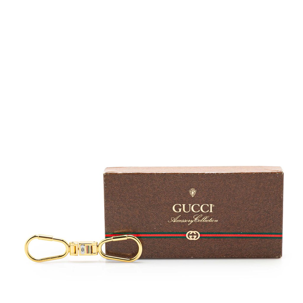 Gucci Gold Plated Interlocking G Web Key Chain - Side view