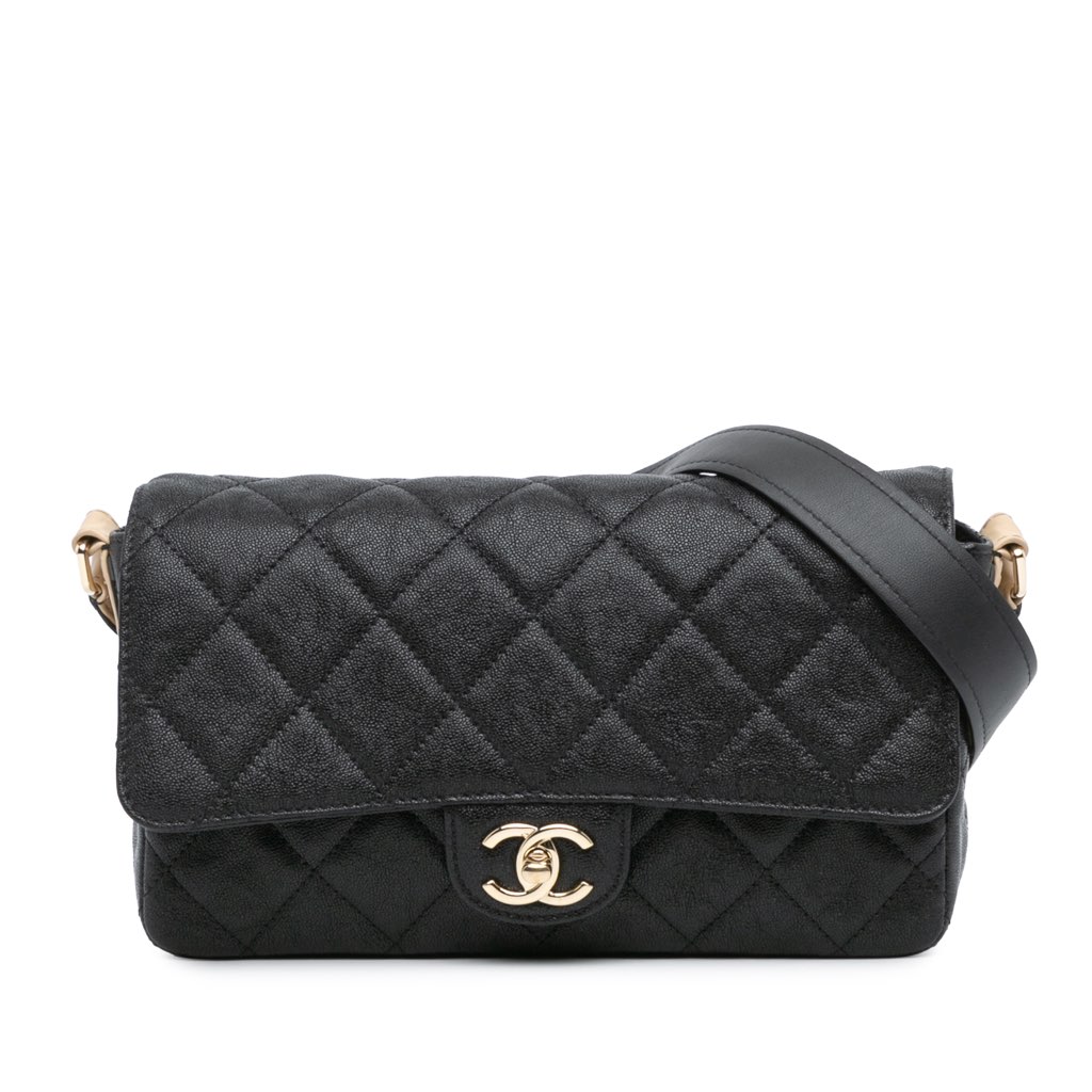 Chanel CC Bicolor Quilted Caviar Single Flap