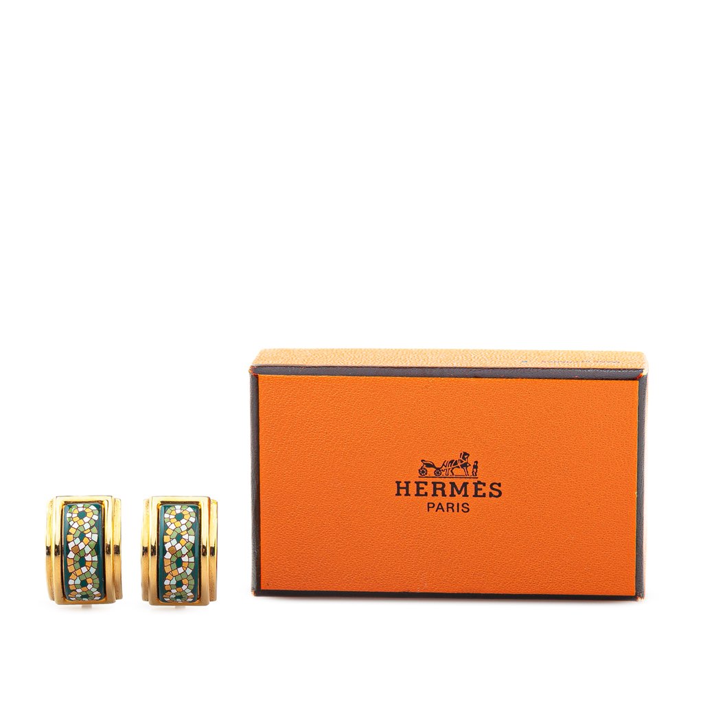 Hermès Enamel Cloisonne Clip On Earrings - 4