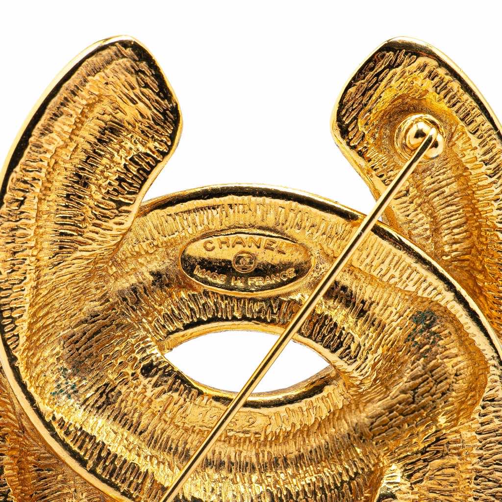 Chanel Gold Plated CC Quilted Brooch - 3