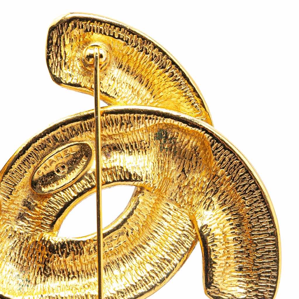 Chanel Gold Plated CC Quilted Brooch - 4