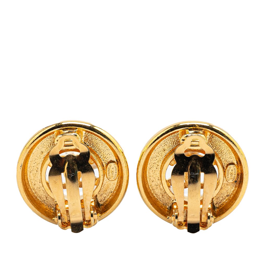 Chanel Gold Plated CC Round Clip On Earrings - 2