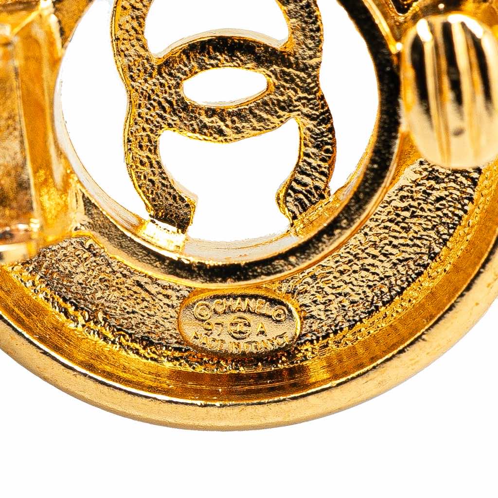 Chanel Gold Plated CC Round Clip On Earrings - 3