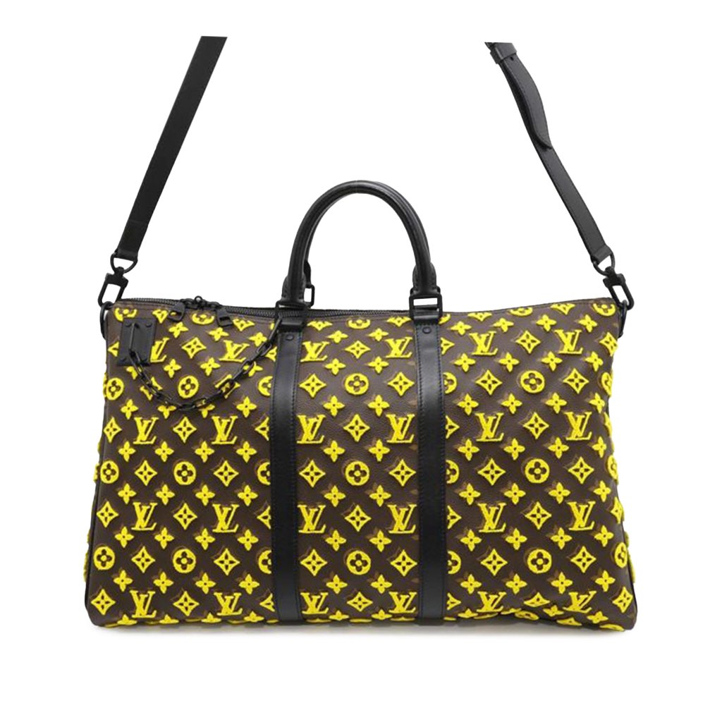 Louis Vuitton Monogram Tuffetage Triangle Keepall Bandouliere 50