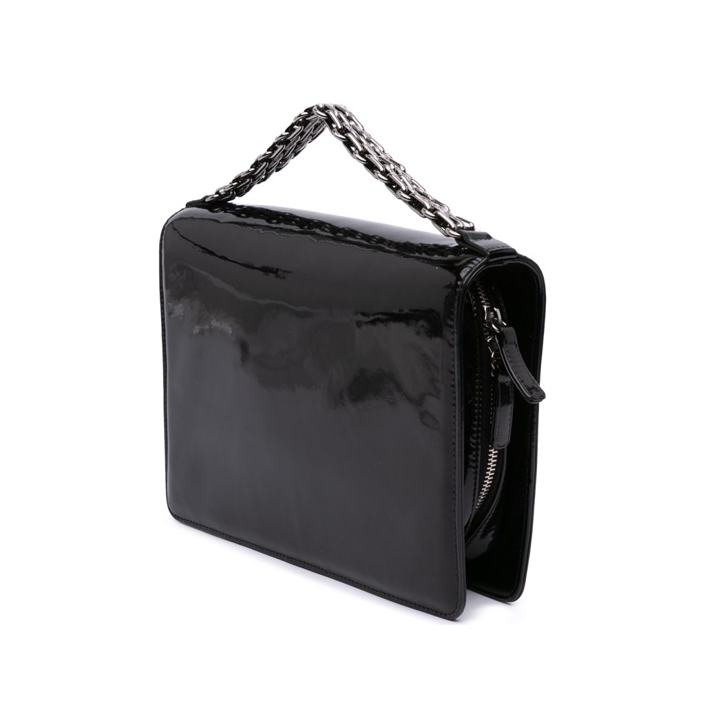 Chanel Mini CC Patent Clutch With Chain - Back view