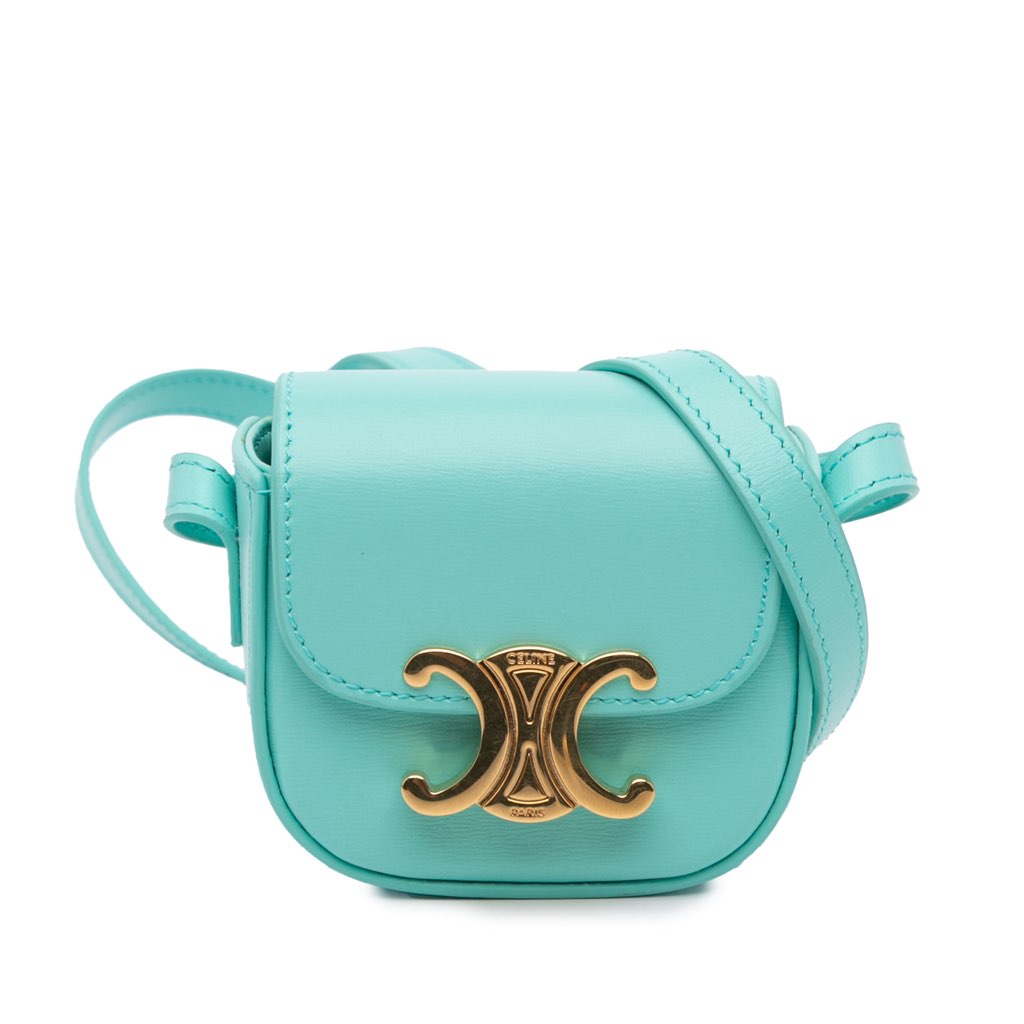 Celine Leather Triomphe AirPods Case with Strap