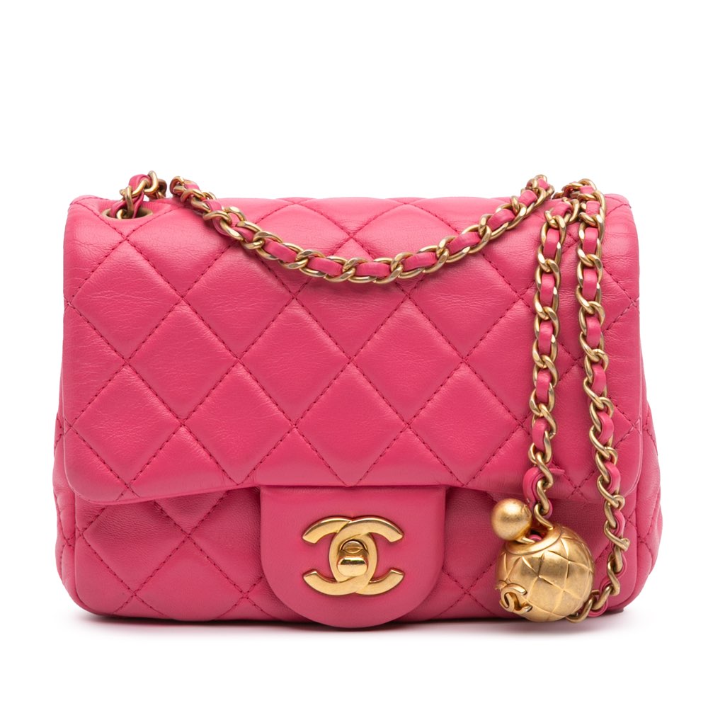Chanel Mini Square Classic Lambskin Pearl Crush Single Flap