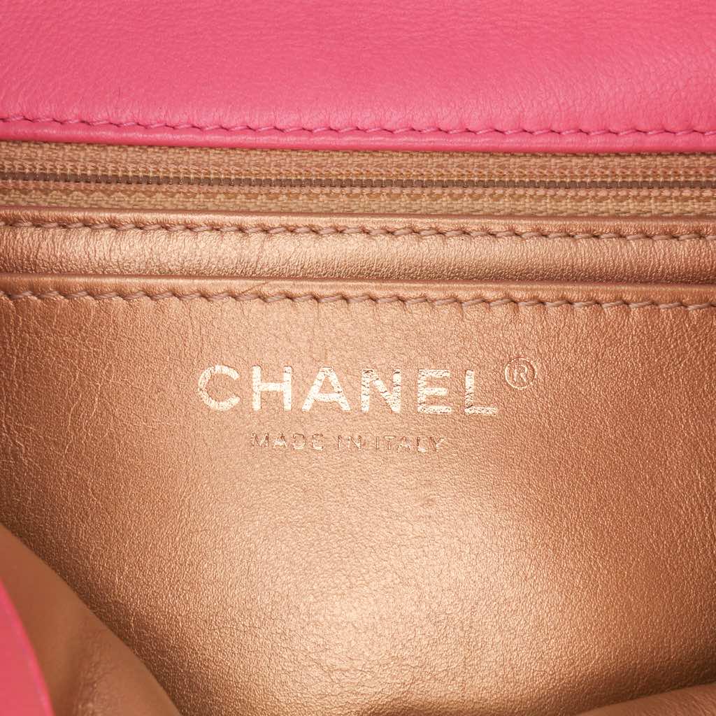 Chanel Mini Square Classic Lambskin Pearl Crush Single Flap - Side view