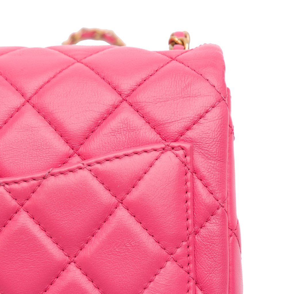 Chanel Mini Square Classic Lambskin Pearl Crush Single Flap - Image 11