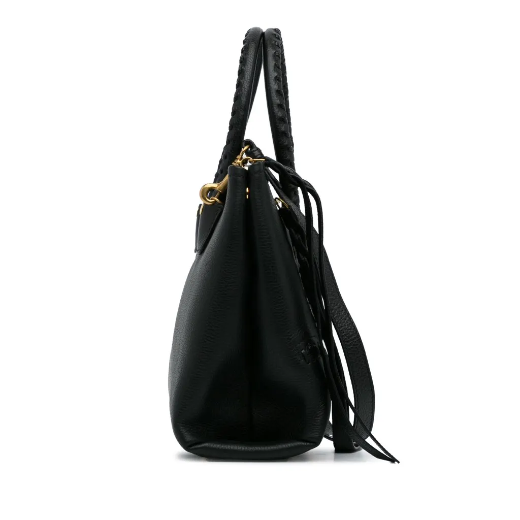 Alexander Mcqueen Whipstitch Folk Tote Black Leather Fair - Inside View