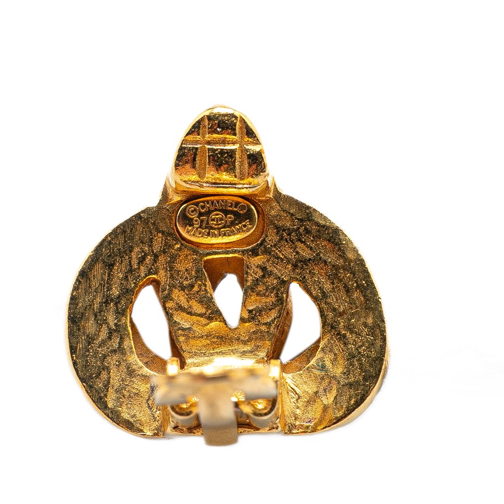 Chanel Gold Plated CC Heart Clip On Earrings - 3