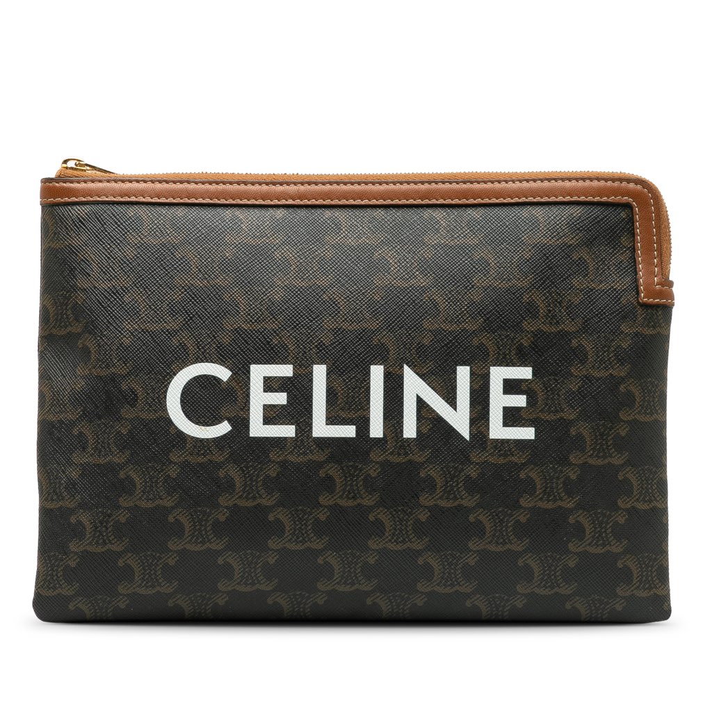 Celine Small Triomphe Coated Canvas Clutch