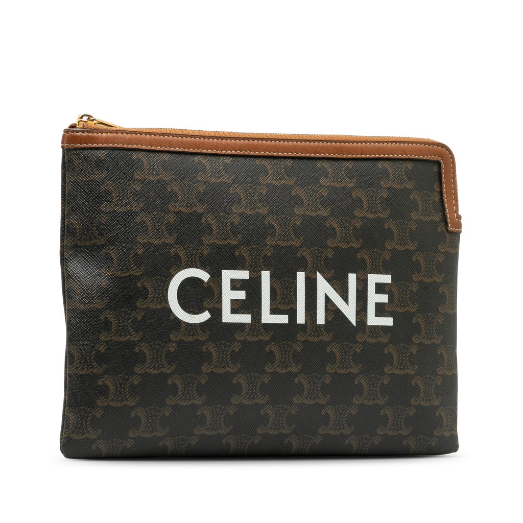 Celine Small Triomphe Coated Canvas Clutch - 2