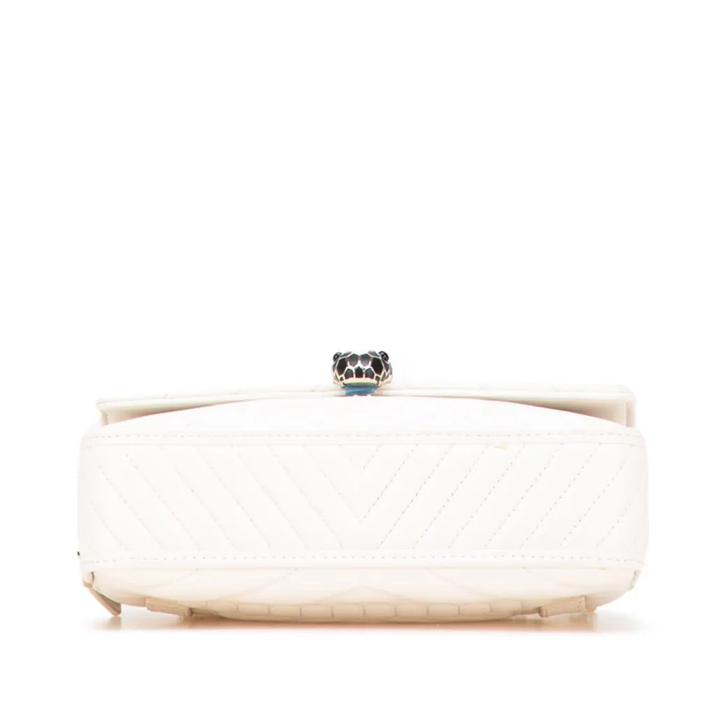 Bvlgari Leather Serpenti Forever Convertible Satchel White Leather Good - Inside View