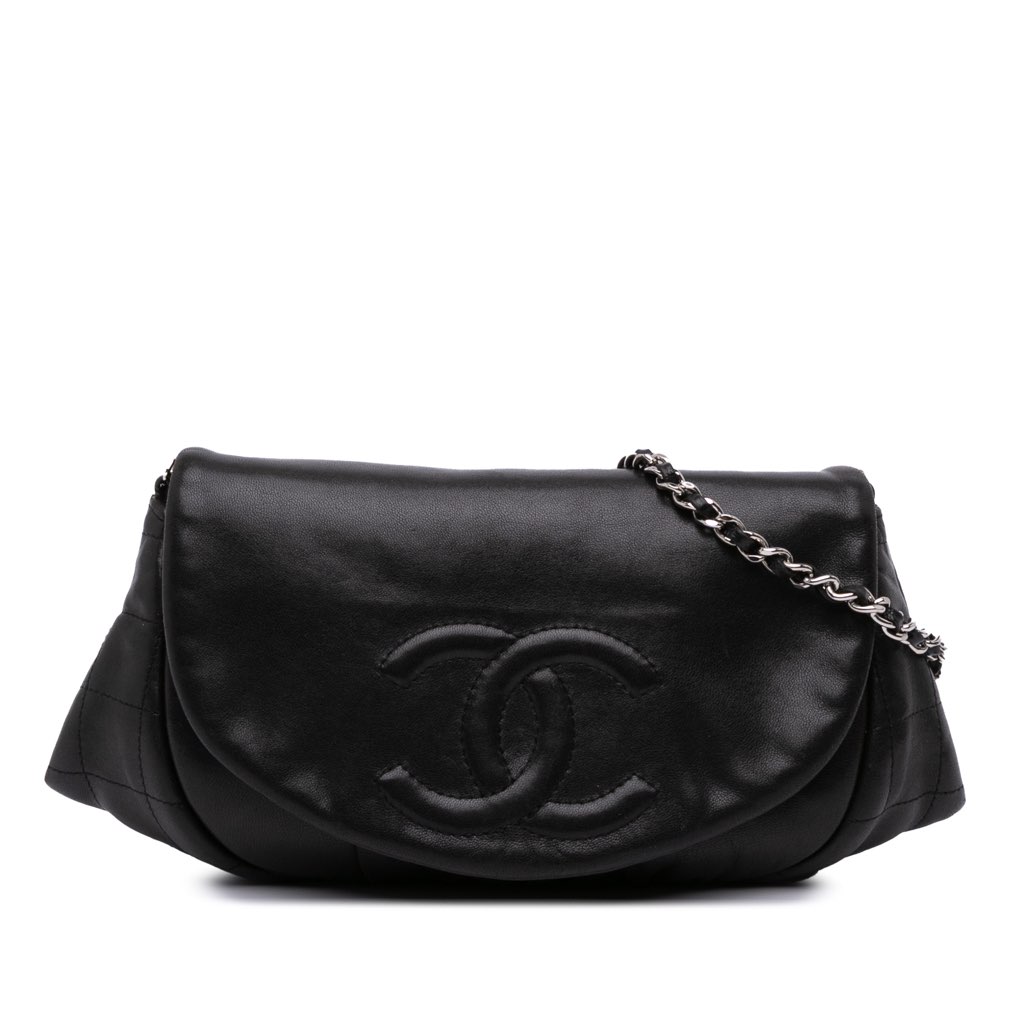 Chanel CC Lambskin Half Moon Wallet on Chain