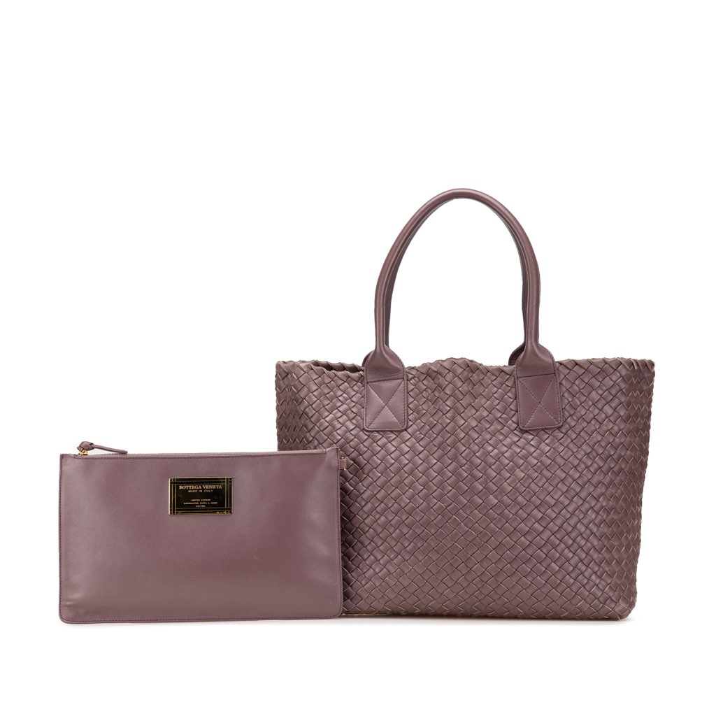 Bottega Veneta Mini Lambskin Intreccio Cabat Tote - Image 16