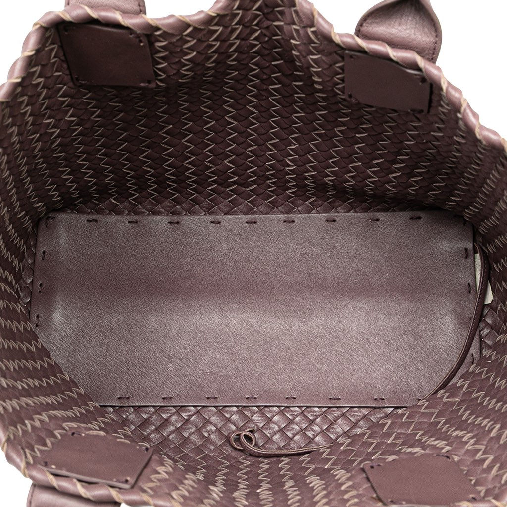 Bottega Veneta Mini Lambskin Intreccio Cabat Tote - 4