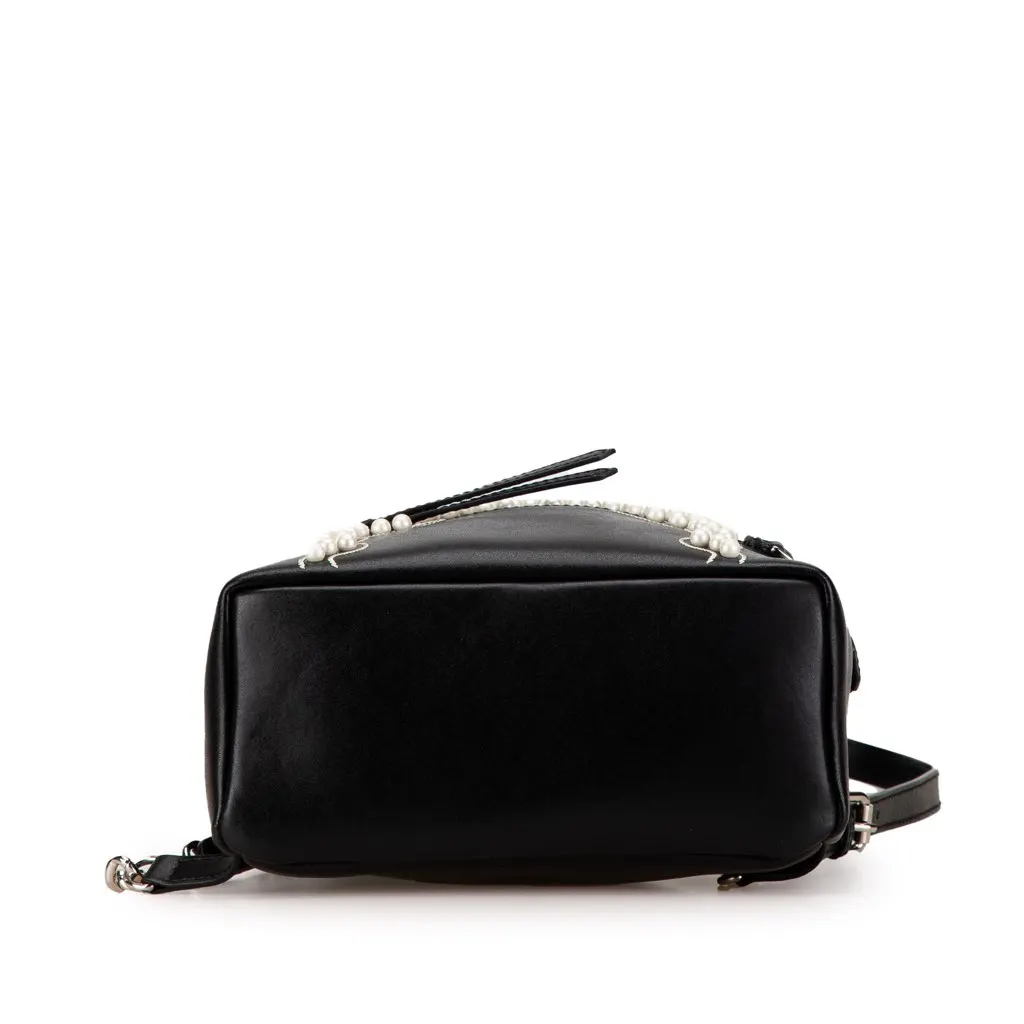 Fendi Mini By The Way Leather Ribbon Pearl Backpack Black Leather Very good - Inside View