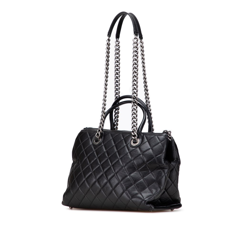 Chanel Medium Quilted Calfskin Boy Chained Tote - Back view