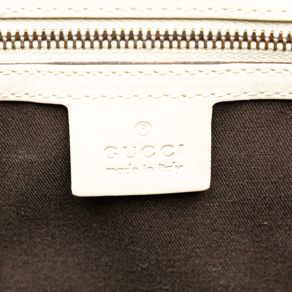 Gucci Calfskin and GG Canvas Nailhead Tote White Leather Good - Box View