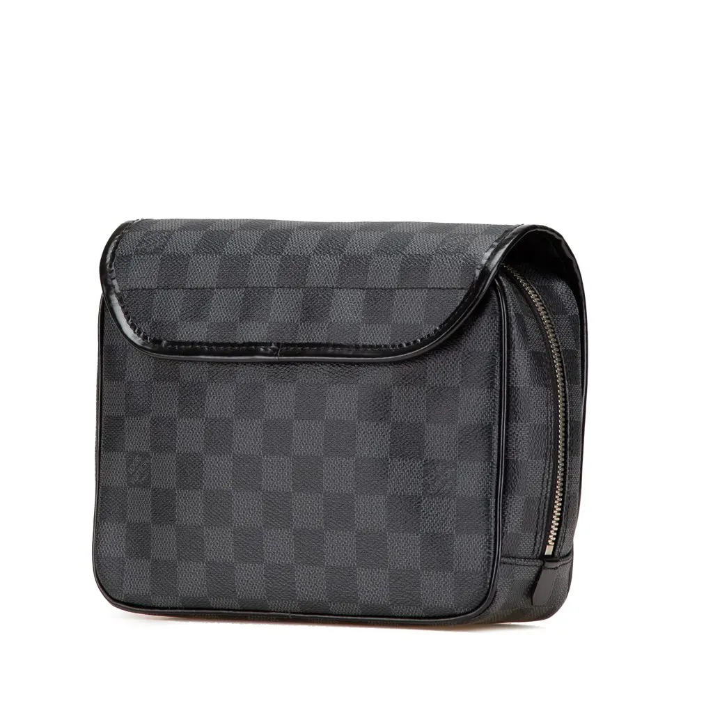 Louis Vuitton Damier Graphite Hanging Toiletry Kit Pouch Black Canvas Good - Back View