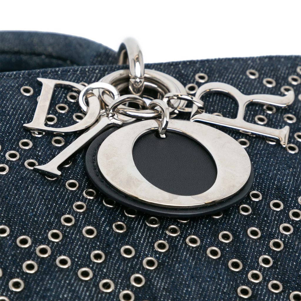 Dior Medium Denim Cannage Eyelet Lady D Joy - 5