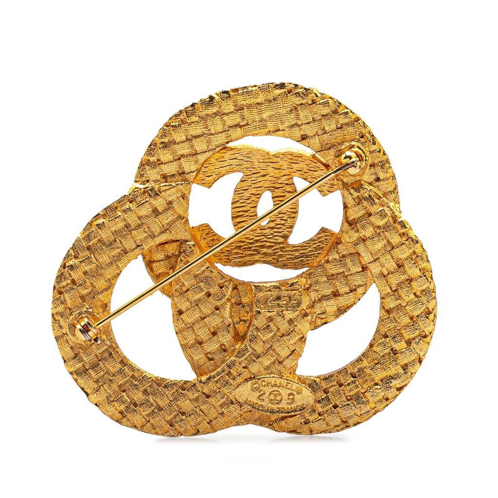 Chanel Gold Plated CC Triple Circle Brooch - 2