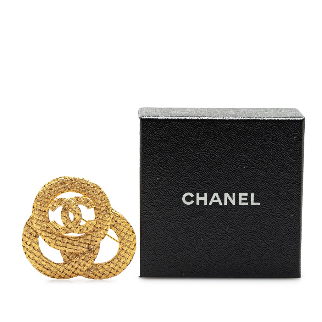 Chanel Gold Plated CC Triple Circle Brooch - 5