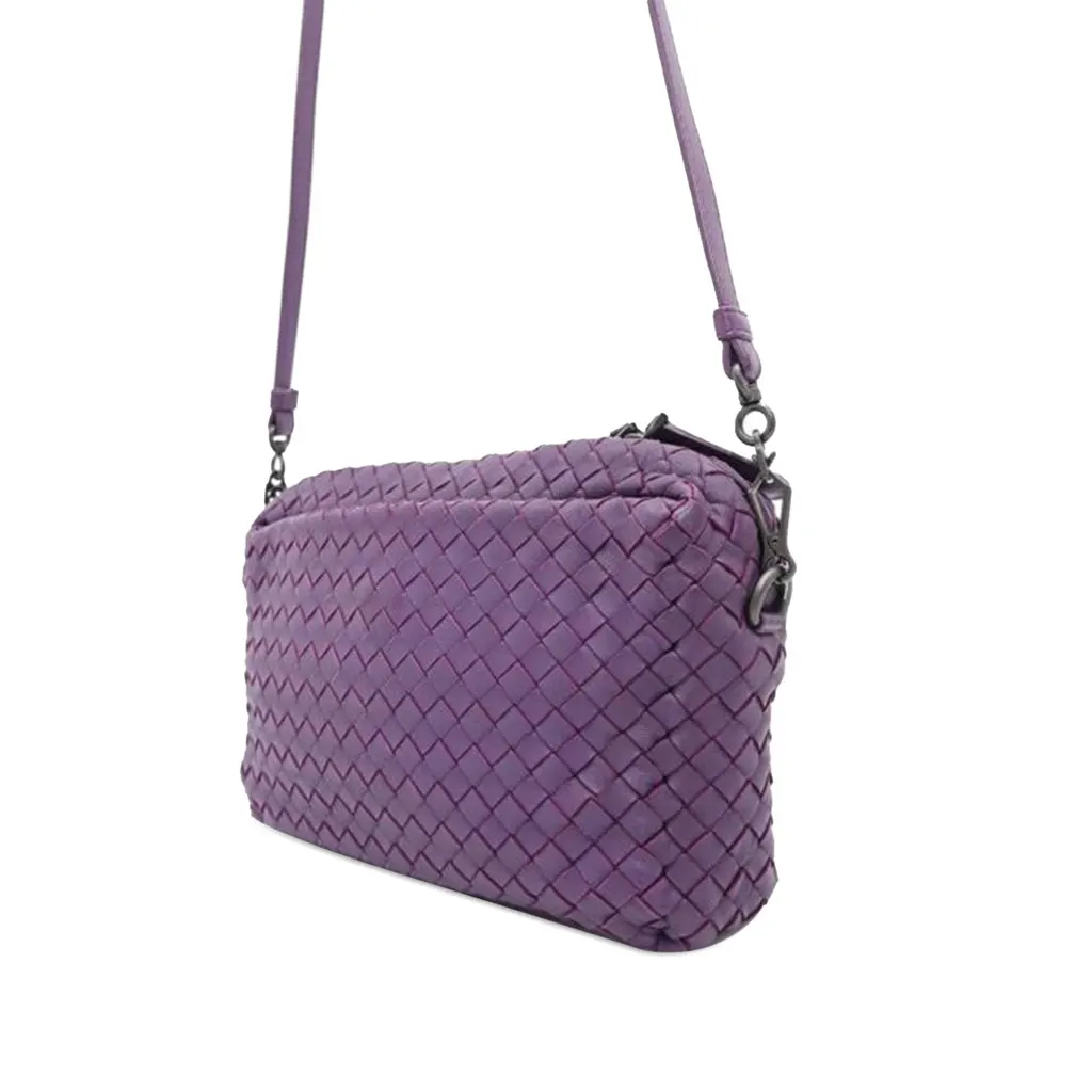 Bottega Veneta Nappa Intrecciato Crossbody Purple Leather Good - Back View