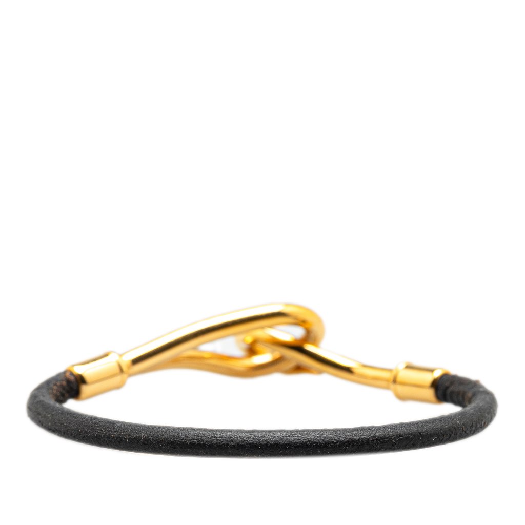 Hermès Gold Plated and Leather Jumbo Hook Bracelet - Image 6