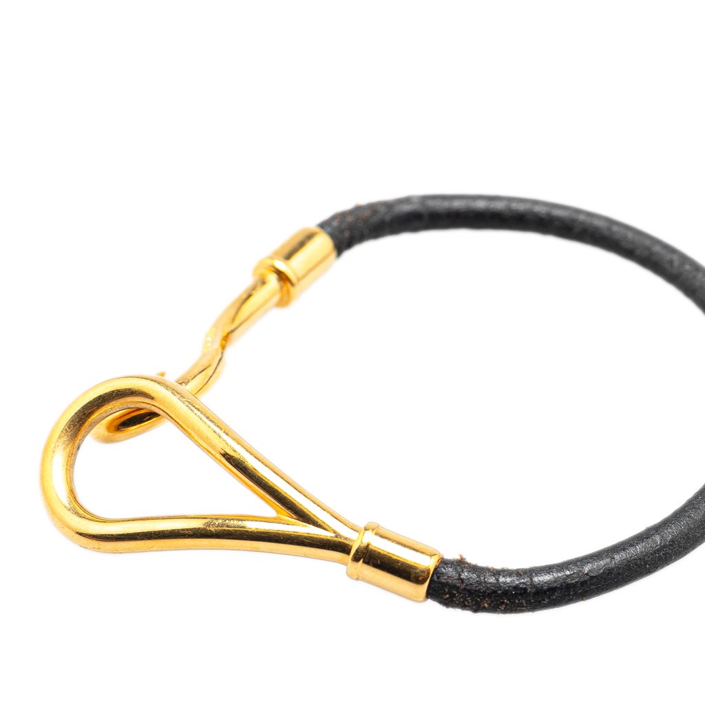 Hermès Gold Plated and Leather Jumbo Hook Bracelet - Side view