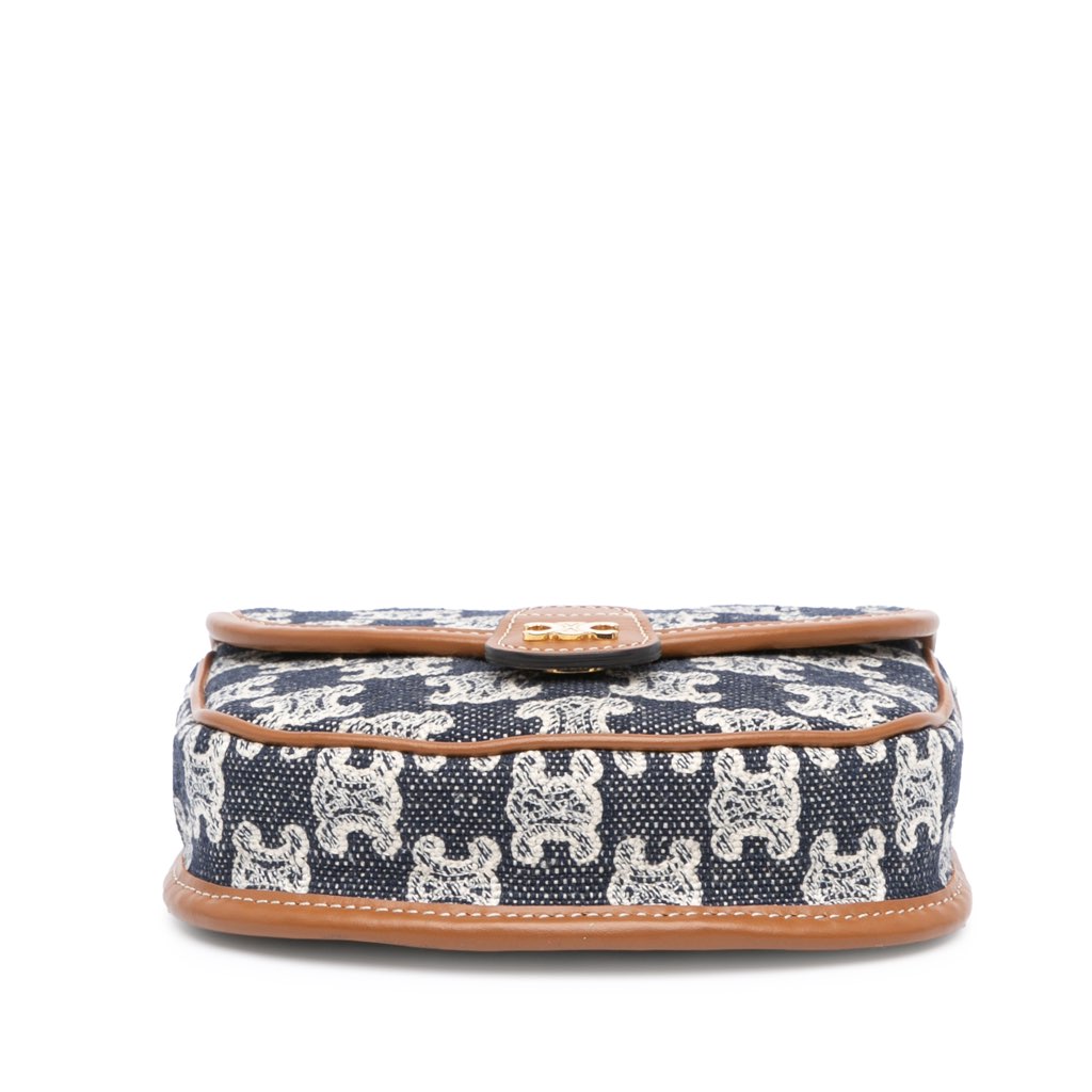 Celine Mini Triomphe Canvas and Calfskin Besace Crossbody - 3