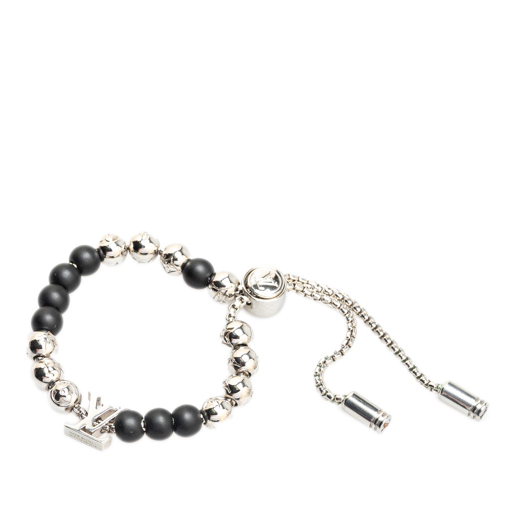 Louis Vuitton Silver Monogram Beads Bracelet - Back view