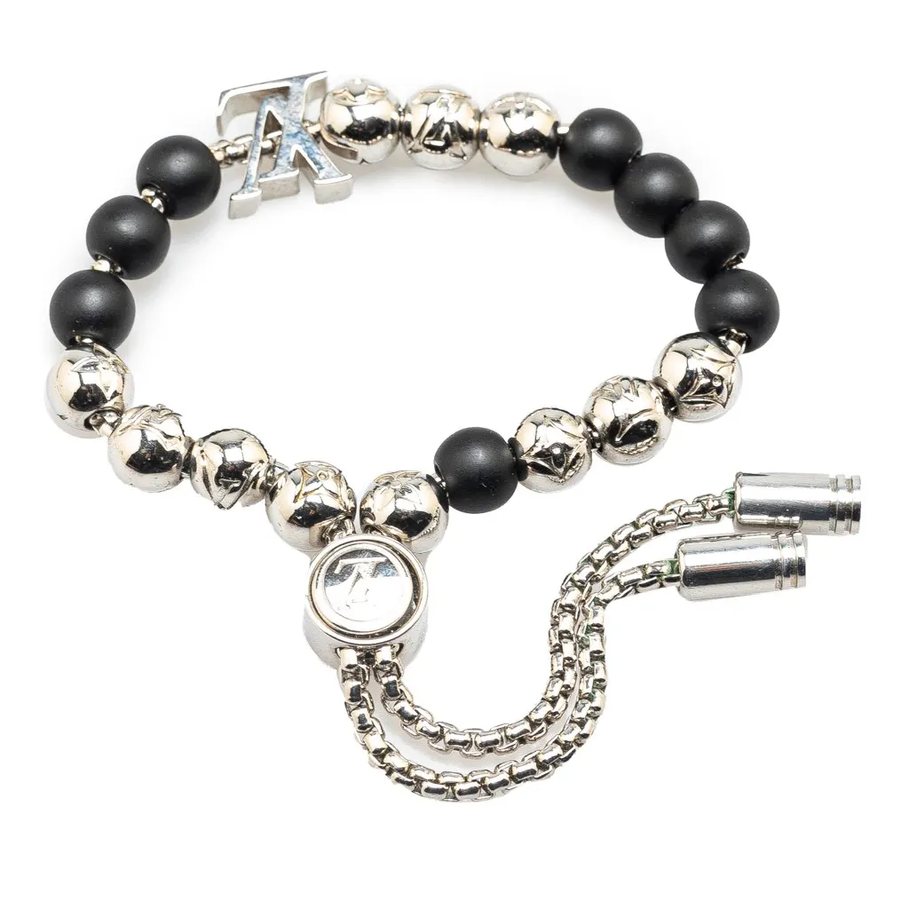 Louis Vuitton Silver Monogram Beads Bracelet Silver Brass Good - Inside View