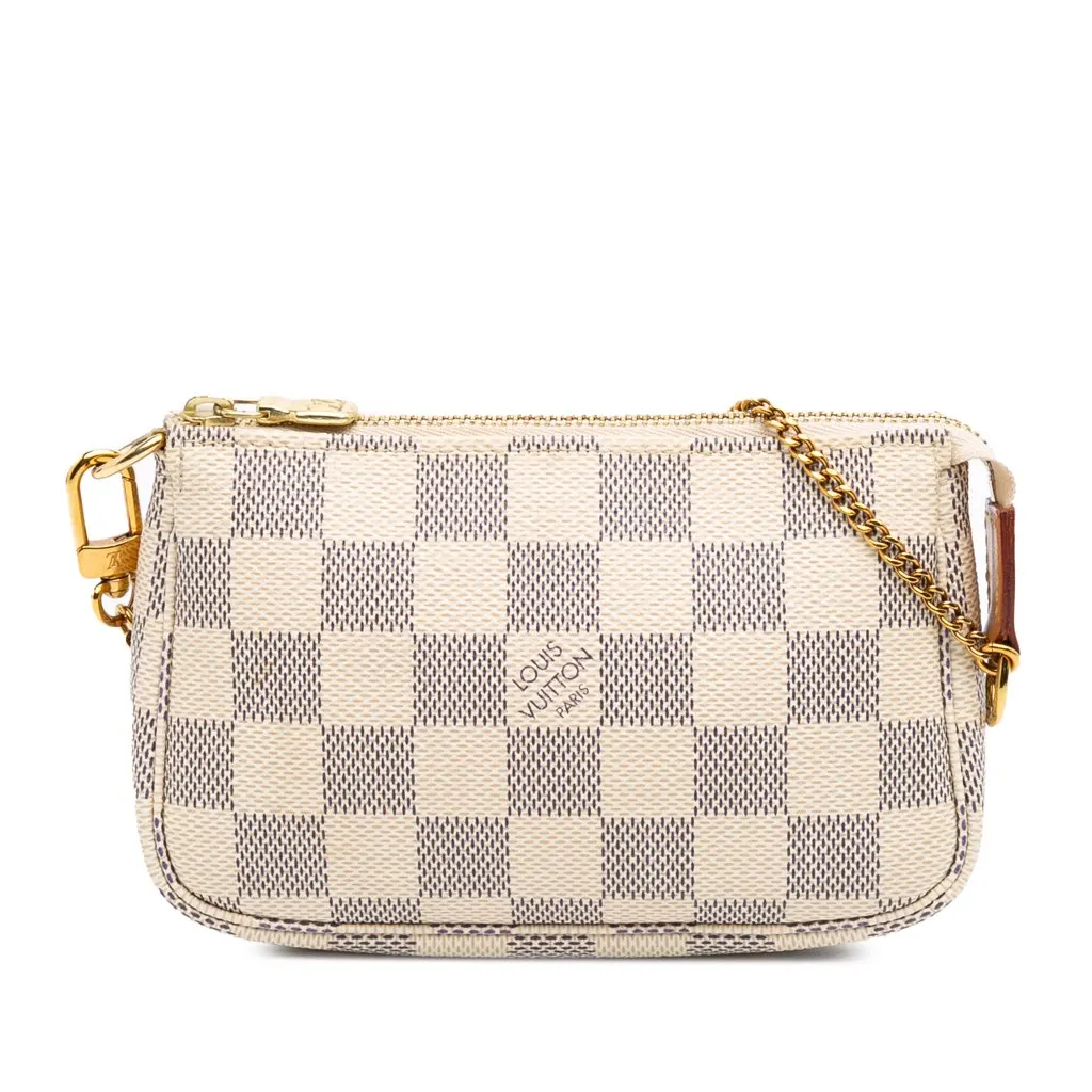 Louis Vuitton Damier Azur Mini Pochette Accessoires White Canvas Good - Front View