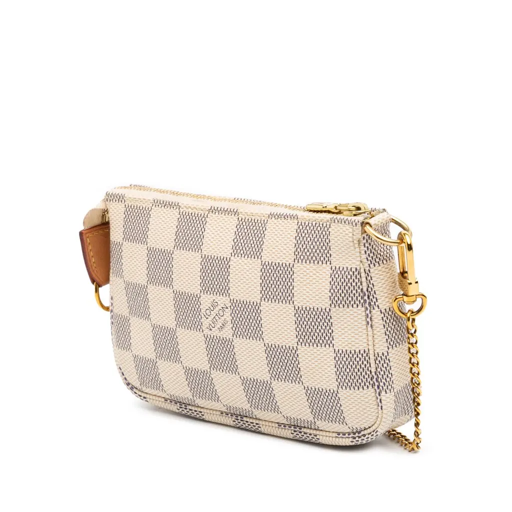 Louis Vuitton Damier Azur Mini Pochette Accessoires White Canvas Good - Back View