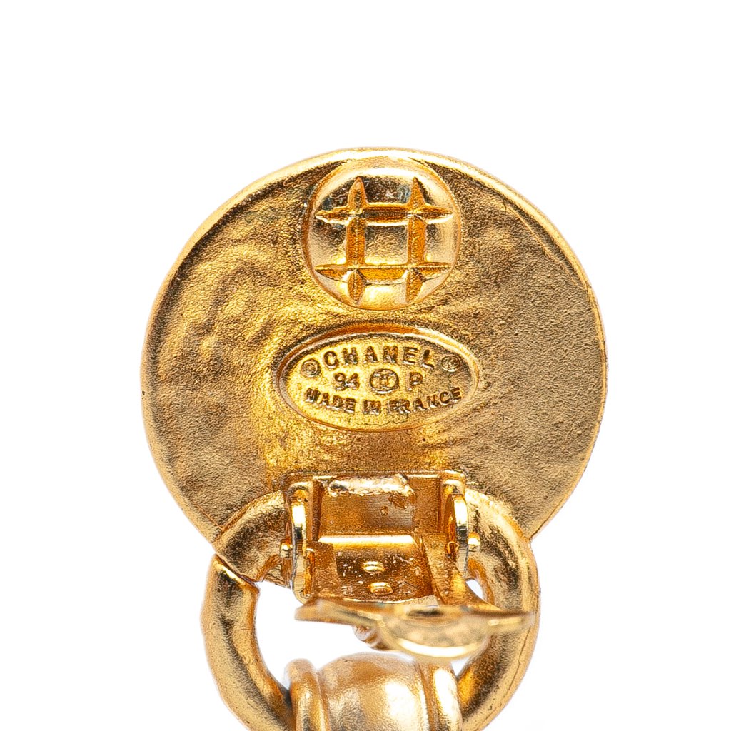 Chanel Gold Plated Gripoix Bell Swing Clip-On Earrings - 3