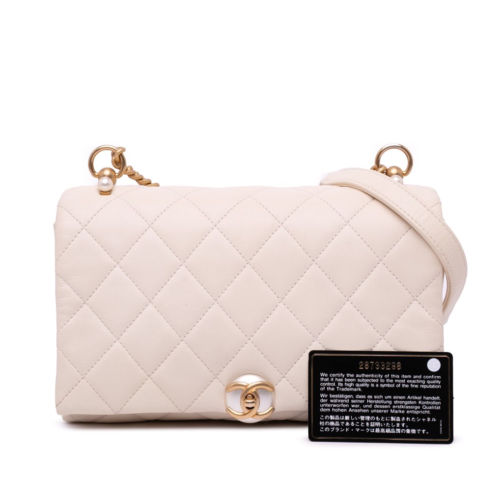 Chanel Quilted Calfskin Pearl CC Accordion Flap - Image 16