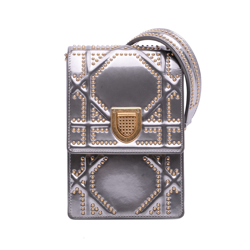 Dior Metallic Studded Calfskin Vertical Diorama