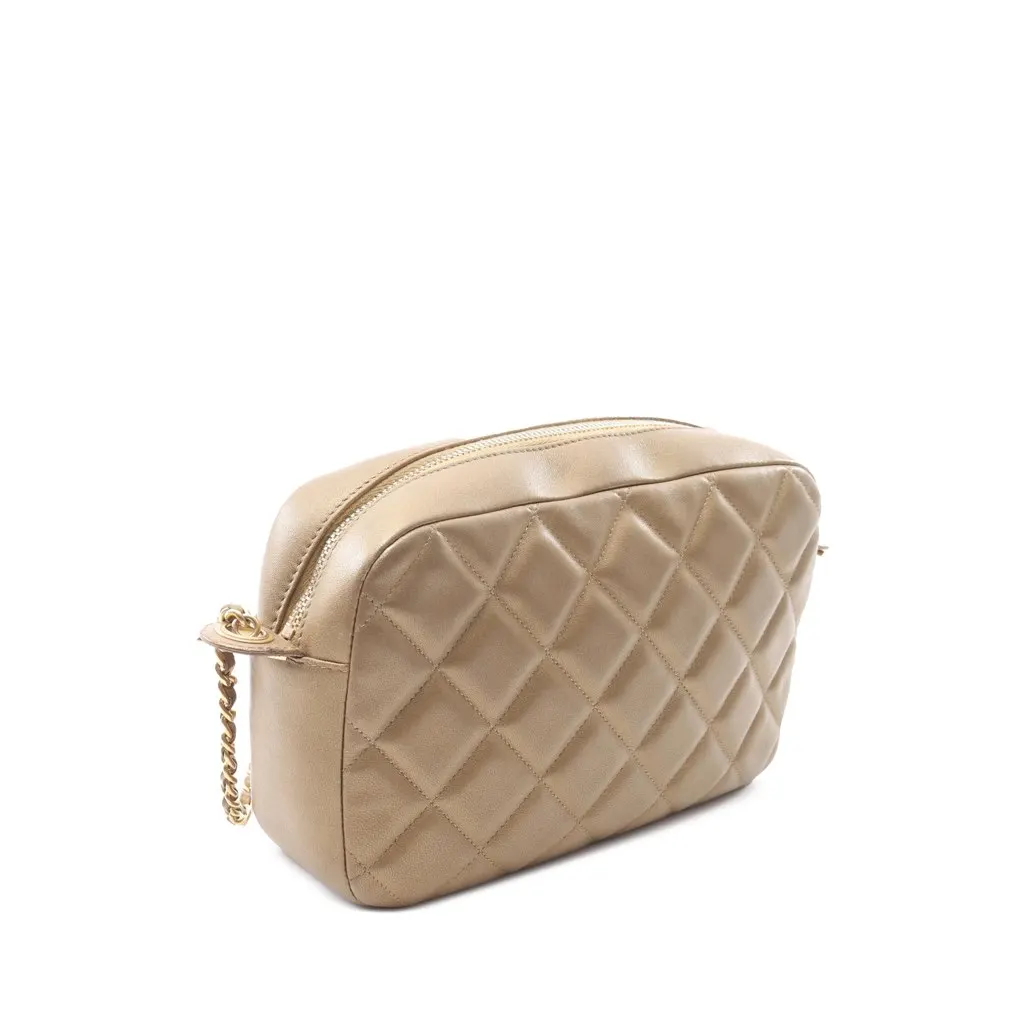 Chanel CC Quilted Lambskin Camera Crossbody Gold Leather Good - Back View