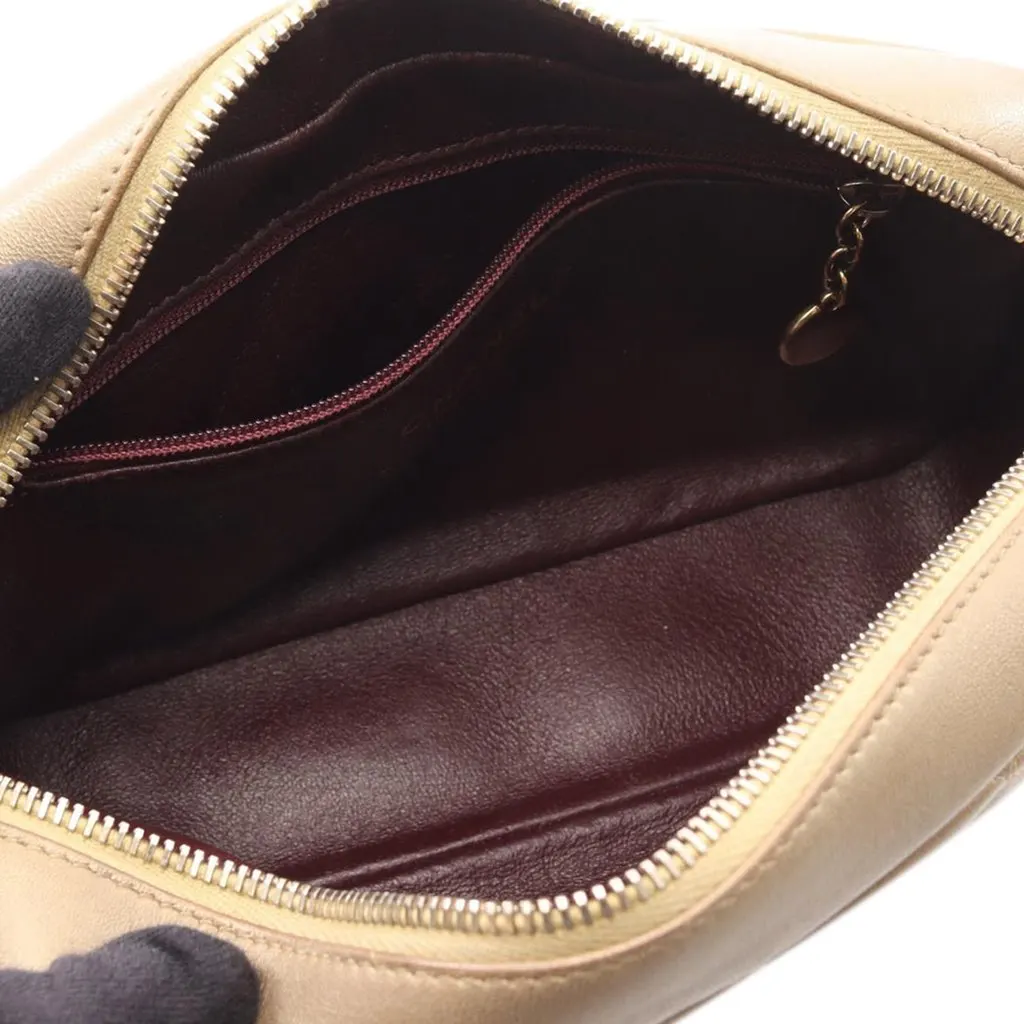 Chanel CC Quilted Lambskin Camera Crossbody Gold Leather Good - Inside View
