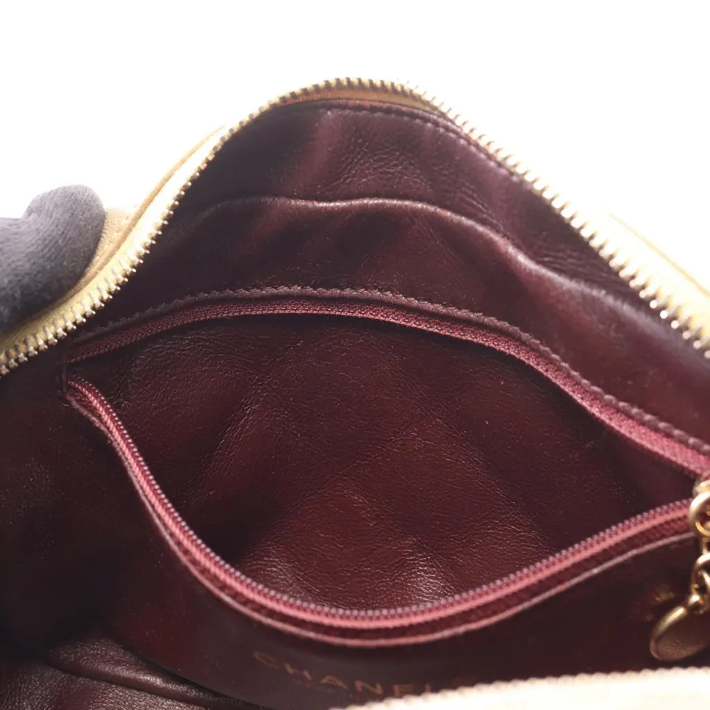 Chanel CC Quilted Lambskin Camera Crossbody Gold Leather Good - Model View